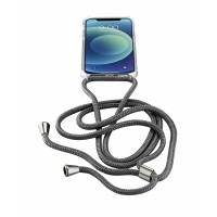 Transparentní zadní kryt Cellularline Neck-Case s černou šňůrkou na krk pro Apple iPhone 12 MINI [1]