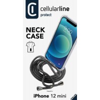 Transparentní zadní kryt Cellularline Neck-Case s černou šňůrkou na krk pro Apple iPhone 12 MINI [2]