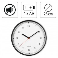 Hama Linea, nástěnné hodiny, průměr 25 cm, tichý chod, černé [2]