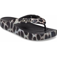 Crocs Classic Platform Animal Remix Flip Women Leopard - Black (3)