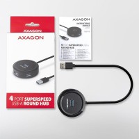 AXAGON HUE-P1A, 4x USB 3.2 Gen 1 ROUND hub, micro USB nap. konektor, kabel USB-A 30cm [4]