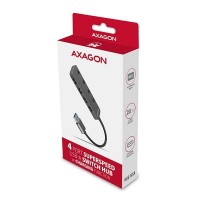 AXAGON HUE-MSA, 4x USB 3.2 Gen 1 SWITCH hub, kovový, micro USB nap. konektor, kabel USB-A 20cm [6]