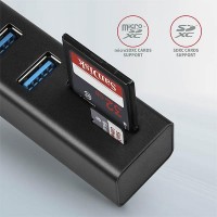 AXAGON HMA-CR3A, USB 3.2 Gen 1 hub, porty 3x USB-A + čtečka karet SD/microSD, kovový, kabel USB-A 20 [2]