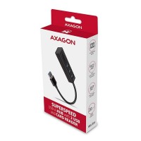 AXAGON HMA-CR3A, USB 3.2 Gen 1 hub, porty 3x USB-A + čtečka karet SD/microSD, kovový, kabel USB-A 20 [6]