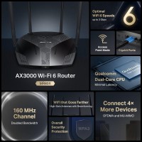 WiFi router TP-Link MERCUSYS MR80X AX3000 dual AP/router, 3x GLAN, 1x GWAN/ 574Mbps 2,4/ 2402Mbps 5GHz [3]