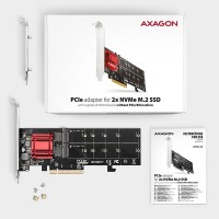 AXAGON PCEM2-ND, PCIe x8 řadič - 2x M.2 NVMe M-key slot, RAID, podpora desek bez bifurkace, vč. LP [6]