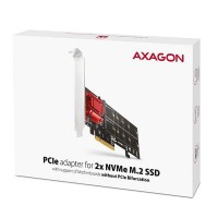AXAGON PCEM2-ND, PCIe x8 řadič - 2x M.2 NVMe M-key slot, RAID, podpora desek bez bifurkace, vč. LP [7]