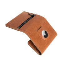 Kožená peněženka FIXED Tripple Wallet for AirTag z pravé hovězí kůže, hnědá [1]