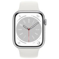 Apple Watch Series 8 GPS + Cellular 45mm Silver Aluminium Case with White Sport Band - Regular [1]
