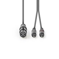 Vyvážený Audio kabel | XLR 3kolíková Zásuvka | 2x RCA Zástrčka | Poniklované | 3.00 m | Kulatý | PVC | Tmavě šedá | Kart [1]