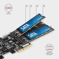 AXAGON PCES-SA4M2, PCIe řadič - 2x interní SATA 6G port + 2x SATA M.2 slot, ASM1164, SP & LP [2]