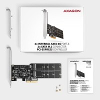 AXAGON PCES-SA4M2, PCIe řadič - 2x interní SATA 6G port + 2x SATA M.2 slot, ASM1164, SP & LP [6]