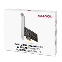 AXAGON PCES-SA4M2, PCIe řadič - 2x interní SATA 6G port + 2x SATA M.2 slot, ASM1164, SP & LP [7]