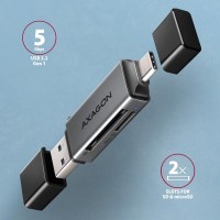 AXAGON CRE-DAC, USB-C + USB-A, 5 Gbps - MINI čtečka karet, 2-slot & lun SD/microSD, podpora UHS-I [1]