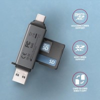 AXAGON CRE-DAC, USB-C + USB-A, 5 Gbps - MINI čtečka karet, 2-slot & lun SD/microSD, podpora UHS-I [2]