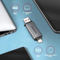 AXAGON CRE-DAC, USB-C + USB-A, 5 Gbps - MINI čtečka karet, 2-slot & lun SD/microSD, podpora UHS-I [3]