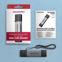 AXAGON CRE-DAC, USB-C + USB-A, 5 Gbps - MINI čtečka karet, 2-slot & lun SD/microSD, podpora UHS-I [6]