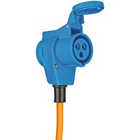 CEE adaptérový kabel Campingový 1,5m kabel v oranžové barvě (CEE zástrčka a úhlová spojka včetně kombinované zásuvky bez [1]