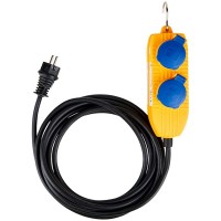 Stavební kabel IP54 s napájecím blokem (4-cestné prodloužení pro venkovní, venkovní rozvaděč s 5m kabelem) žlutý [1]