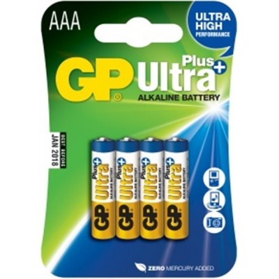 Alkalická baterie GP Ultra Plus AAA, 4 kusy