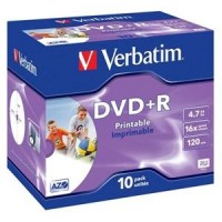 Médium Verbatim DVD+R 4,7GB 16x Printable jewel