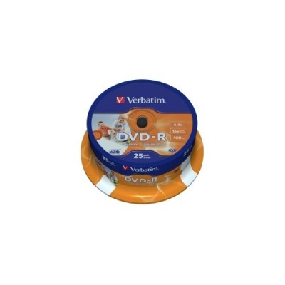 Média DVD-R Verbatim 4.7GB 16x,Printable,Cake 25ks