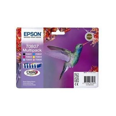 Barevné inkoustové kazety Epson C LC M LM Y K Multipack pro R265, 360 (T0807) - Originální