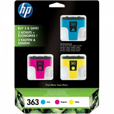 Barevné inkoustové kazety HP 363 CMY PACK (HP363, HP-363, CB333EE) - Originální