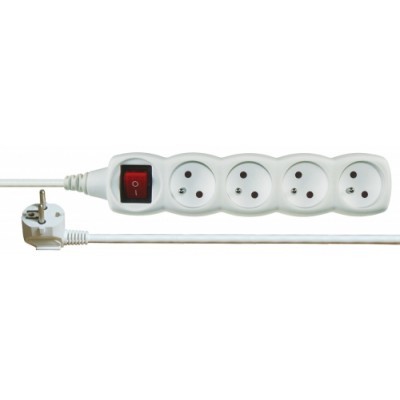 Prodlužovací kabel s vypínačem – 4 zásuvky, 10m, bílý