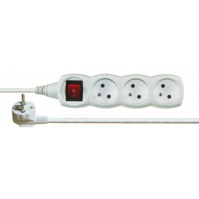 Prodlužovací kabel s vypínačem – 3 zásuvky, 3m, bílý