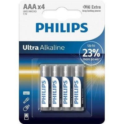 Philips Ultra Alkaline AAA/LR03 4KS LR03E4B/10 mikrotužkové alkalické baterie