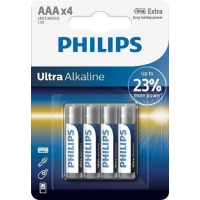 Philips Ultra Alkaline AAA/LR03 4KS LR03E4B/10 mikrotužkové alkalické baterie