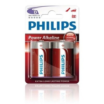 Alkalické baterie Philips PowerLife D 1.5V, 2ks