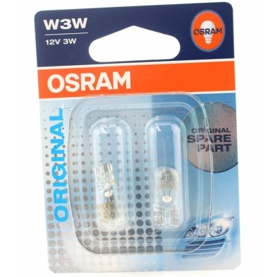Autožárovka se skleněnou paticí Osram, 2821-02B, 12 V, W3W, W2.1x9.5d, čirá, 2 ks