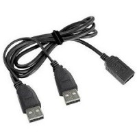 Kabel USB A-A 1m 2.0 prodluž, Duální, napájení