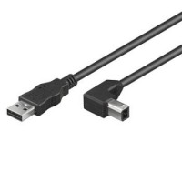 PremiumCord Kabel USB 2.0, A-B, 2m se zahnutým USB-B konektorem 90°