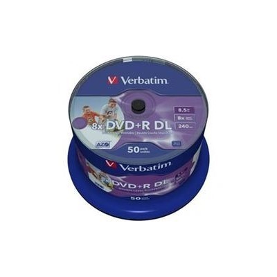 Verbatim DVD+R, DoubleLayer /8x/8,5GB/50pack/Print