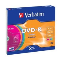 VERBATIM DVD-R 4,7GB 16x COLOR slim 5p/BAL