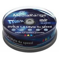 MEDIARANGE DVD-R 8cm 1,4GB 4x spindl 10pck/bal Inkjet Printable