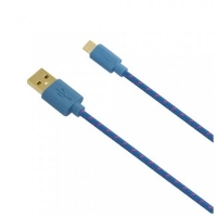 Textilní datový kabel Fontastic Fancy USB na microUSB, 1m - modrý