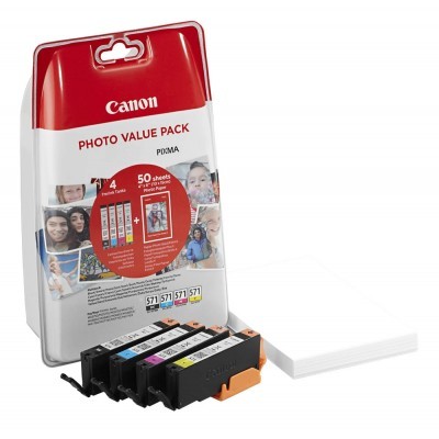 Inkoustové kazety Canon CLI-571 (CLI 571, CLI571) CMYK multi pack + papír - Originální