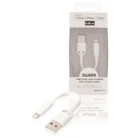Synchronizační a nabíjecí kabel USB na klíče, zástrčka USB A – 8-pin zástrčka Lightning, 0,1 m, - bílý