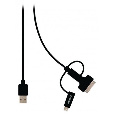 Synchronizační a nabíjecí kabel, zástrčka USB 2.0 A – zástrčka Micro B s přiloženým adaptérem Lightning a 30pinovým dokovacím adap - černý