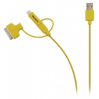 Synchronizační a nabíjecí kabel, zástrčka USB 2.0 A – zástrčka Micro B s přiloženým adaptérem Lightning a 30pinovým dokovacím adap - žlutý