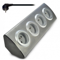 Solight prodlužovací přívod, 4 zásuvky, stříbrný, 1,5m, rohový design (PP103)