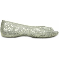 Crocs Isabella Glitter Flat - Silver, J5 (37-38)