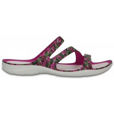 Crocs Swiftwater Graphic Sandal Women - Pink/Floral, W8 (38-39)