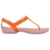 Crocs Isabella T-strap Sandal - Active Orange/Petal Pink, W9 (39-40)