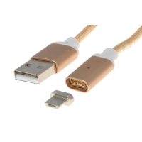 PremiumCord Magnetický micro USB 2.0, A-B nabíjecí a datový kabel 1m, zlatý