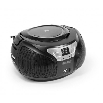 Boombox rádio s CD přehrávačem Technaxx BT-X38, Bluetooth, FM, AUX-IN/USB - černá